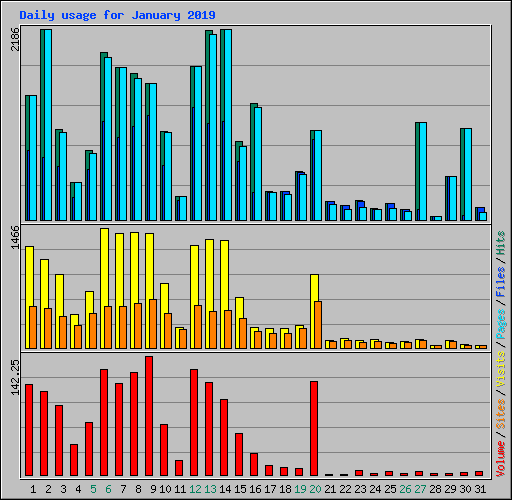 Daily usage for January 2019