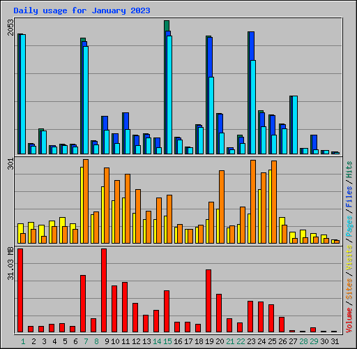 Daily usage for January 2023