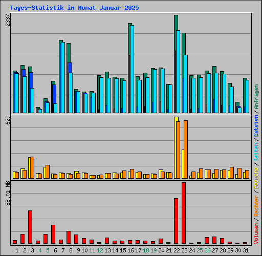Tages-Statistik im Monat Januar 2025