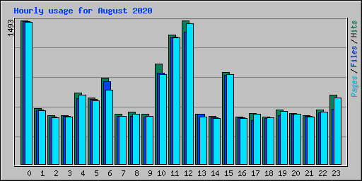 Hourly usage for August 2020